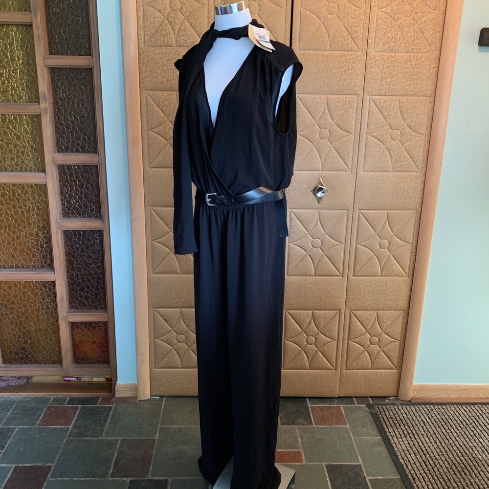 Michael Kors tie neck wide leg jumpsuit